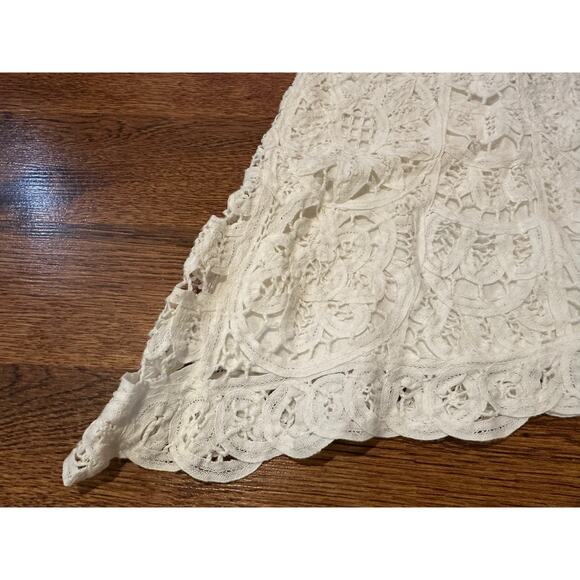 Banana Republic Women's Cotton Blend Scalloped Lace Overlay Midi Skirt White  6 - Picture 4 of 8